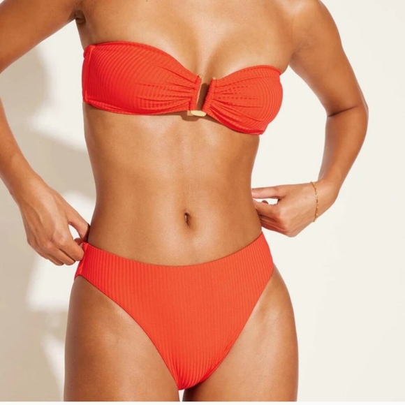 Vitamin A Eco Ribbed Bikini Bottoms Red - Picture 7 of 8
